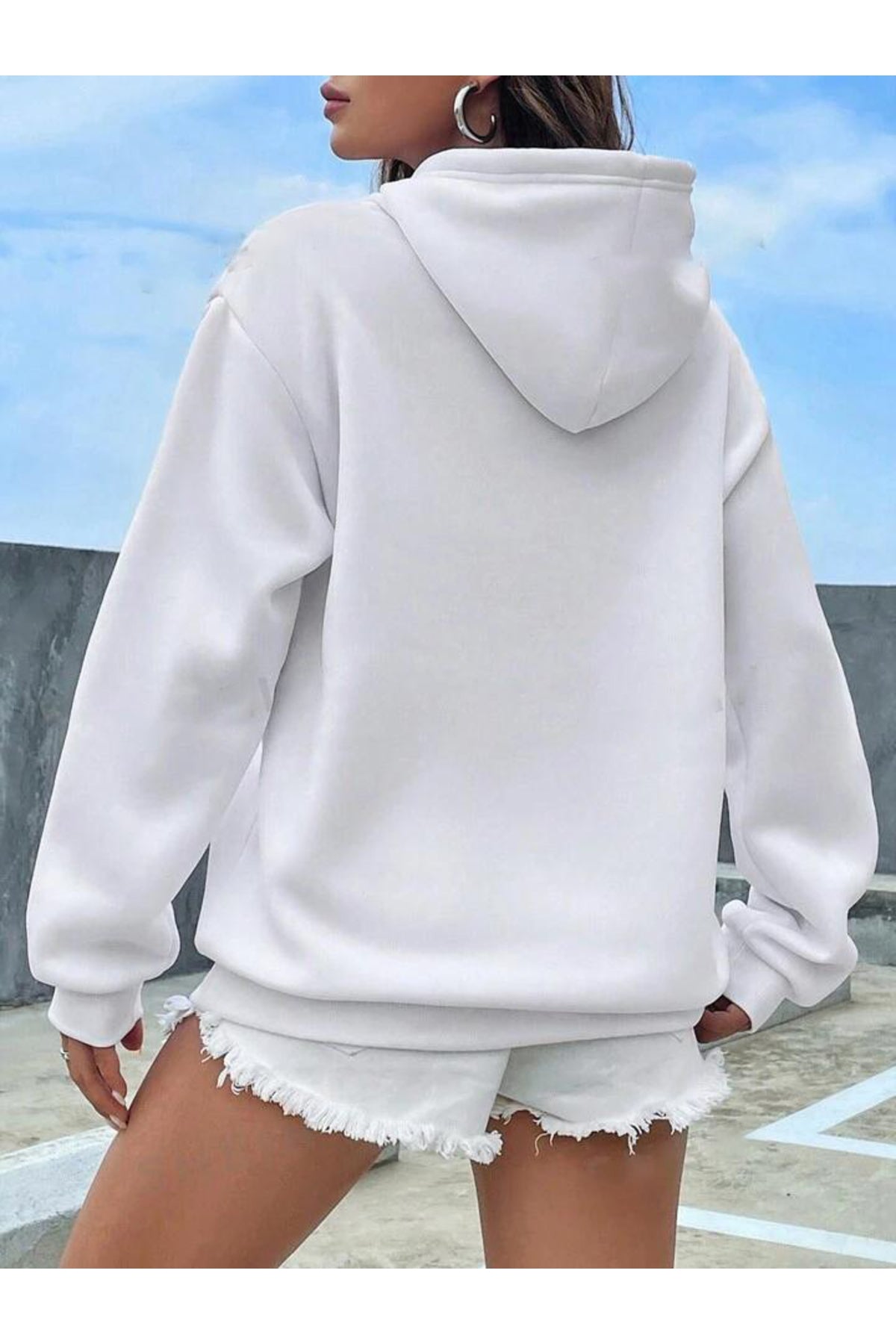 PEACE Paptya Baskılı Oversize Kapşonlu Sweatshirt