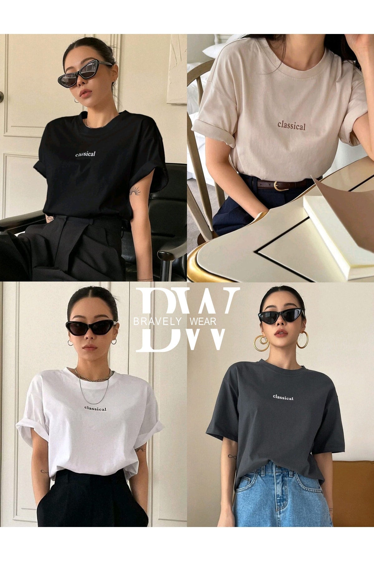 4ü1 Arada CLASSİCAL Baskılı Unisex Oversize Tshirt
