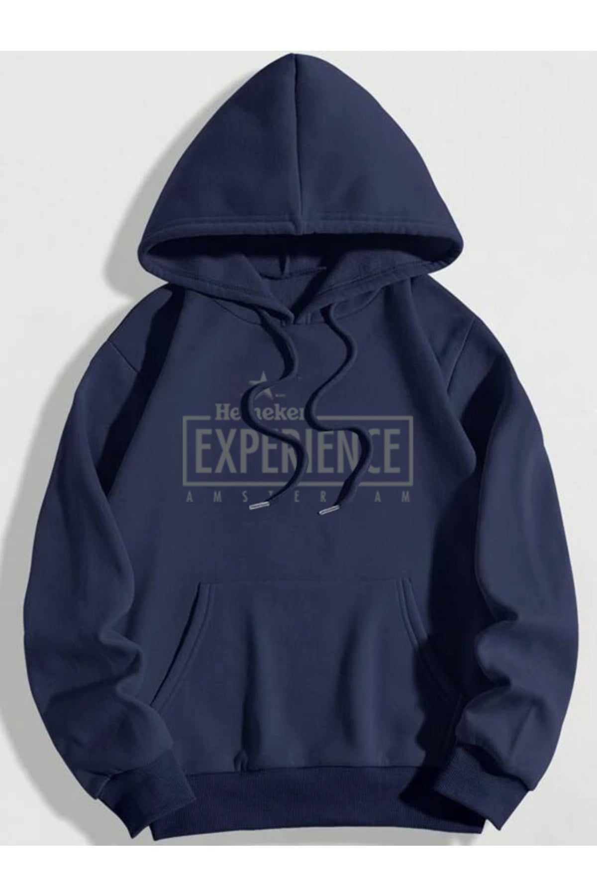 Lacivert Kapüşonlu Sweatshırt Hoodıe Amster Baskılı