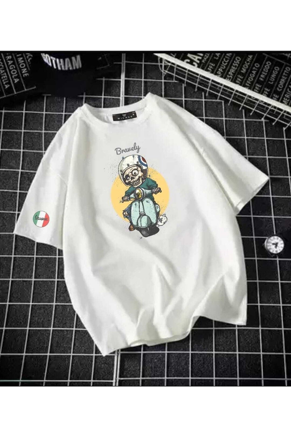 Unisex Kuru Kafa Vespa Oversize
