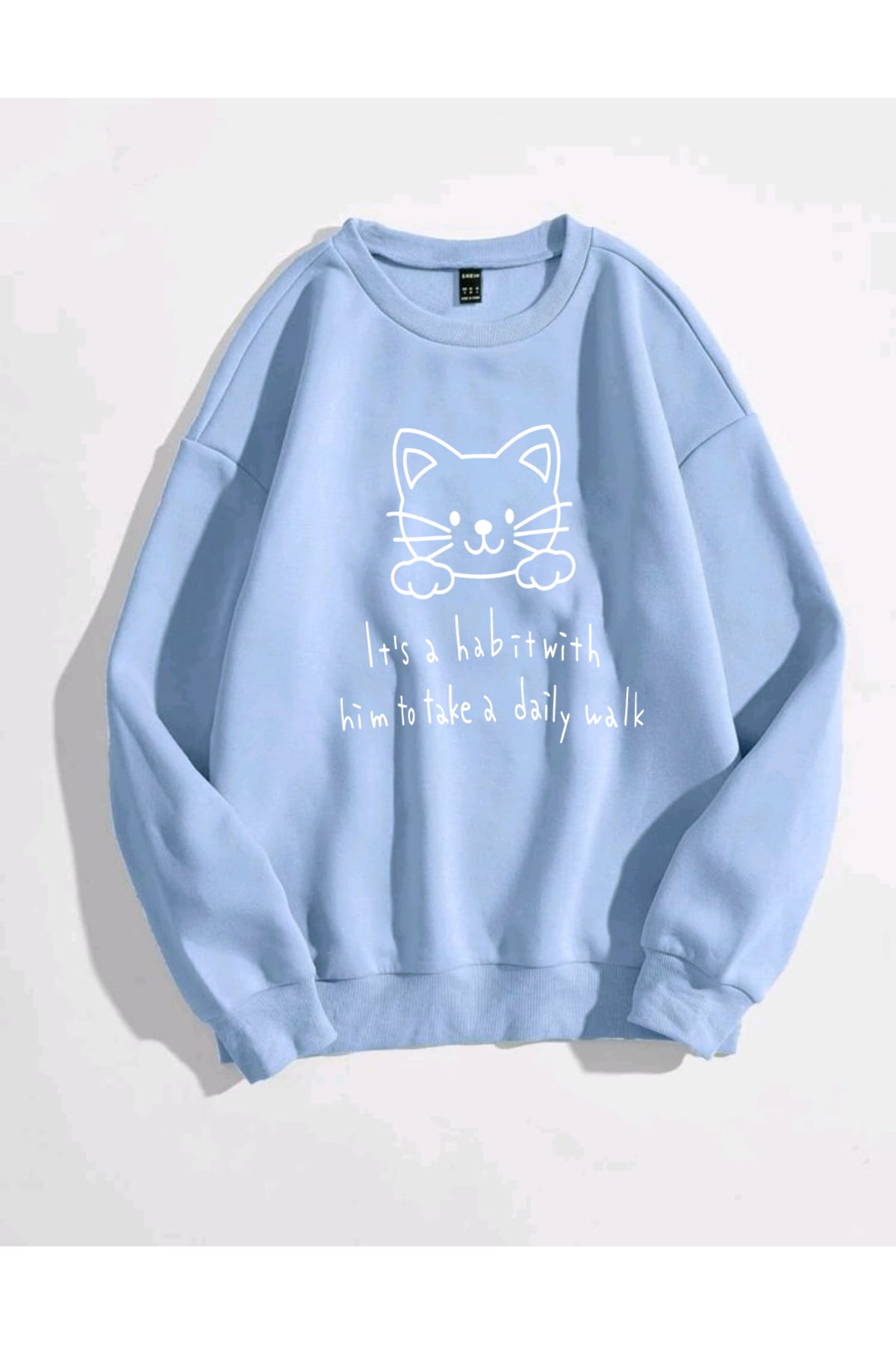 Kedi Kulaklı Bisiklet Yaka Sweatshirt Unisex