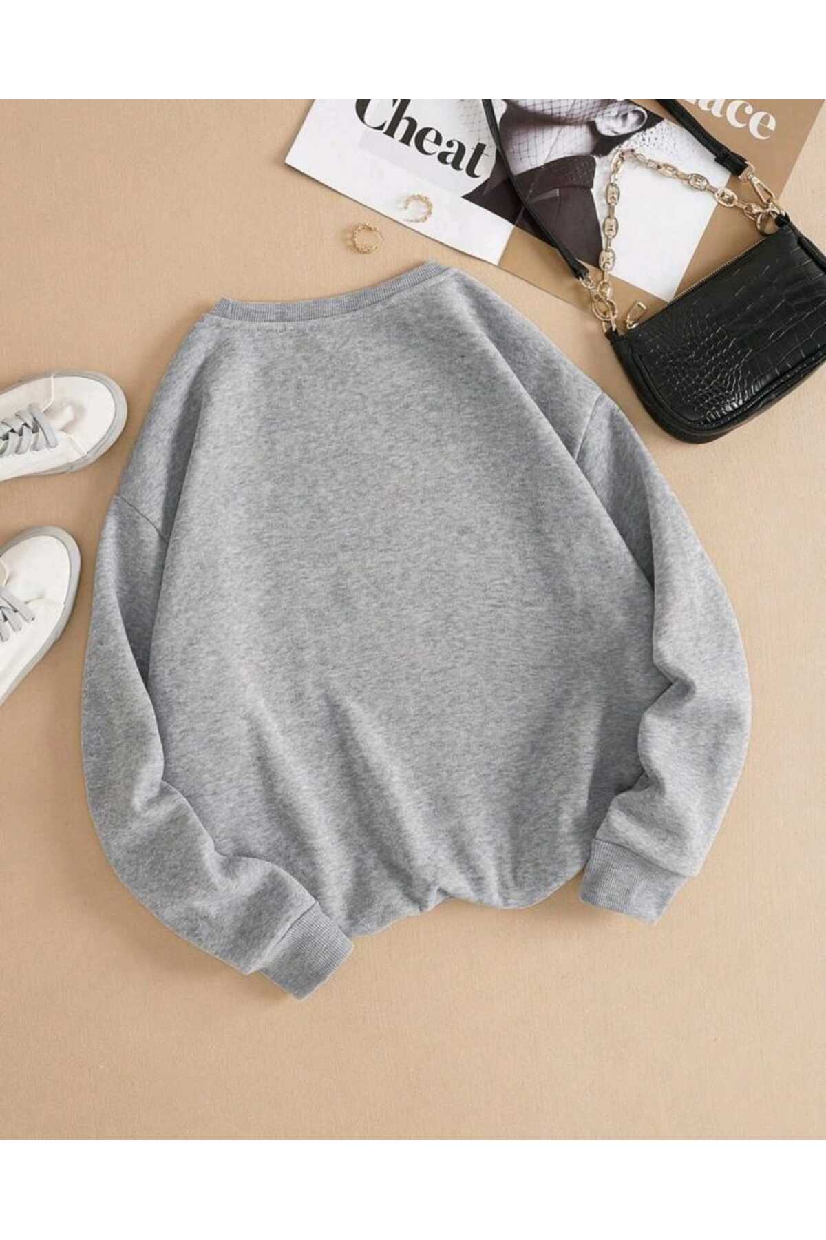 Bisiklet Yaka Sweatshirt Oversize