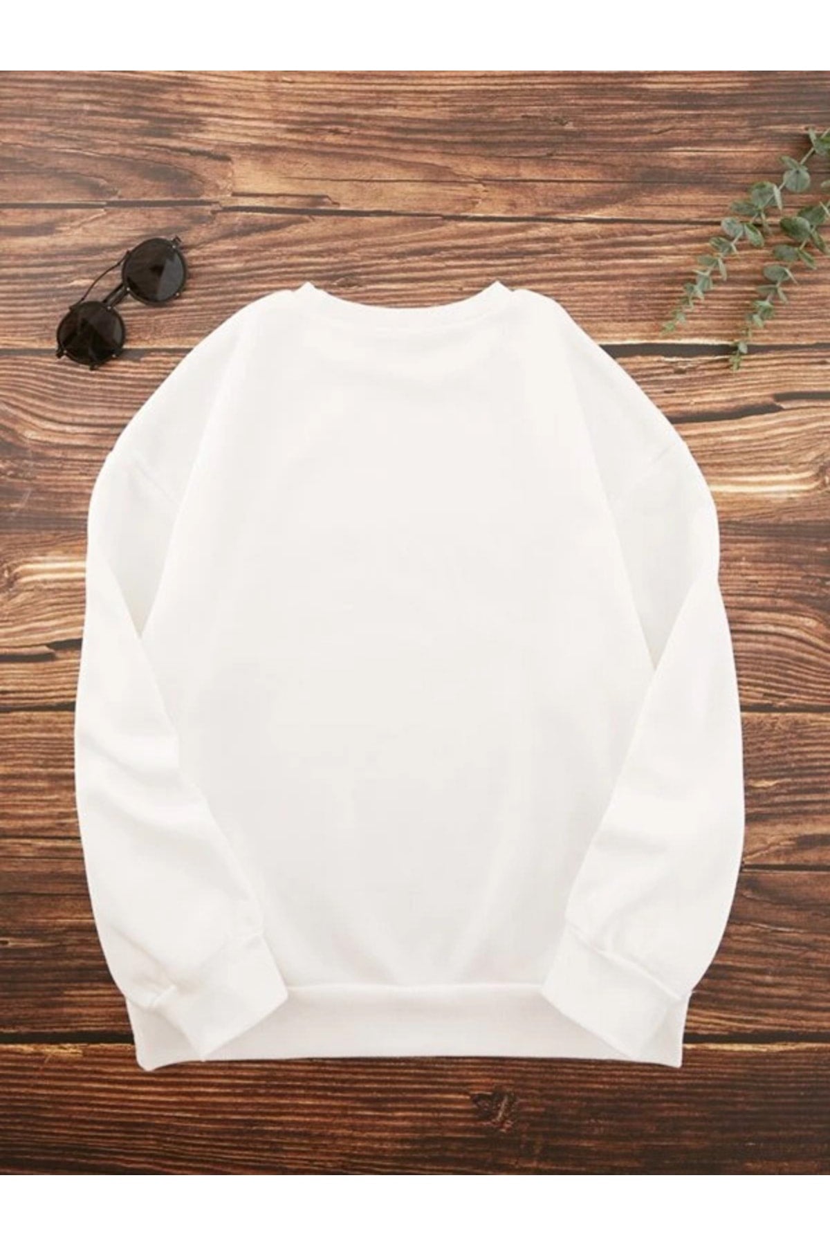 Unısex Beyaz Los Angeles Baskılı Bisiklet Yaka Sweatshirt Hoodie