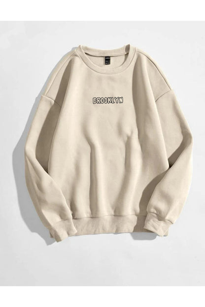 BROOKLYN SLOGAN Sweatshirt Baskılı Bisiklet Yaka Unisex