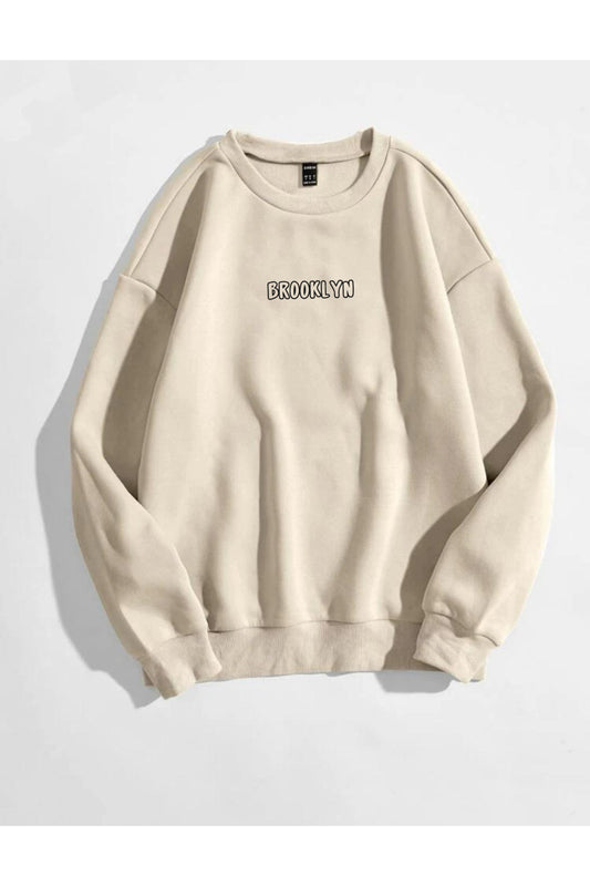 BROOKLYN SLOGAN Sweatshirt Baskılı Bisiklet Yaka Unisex