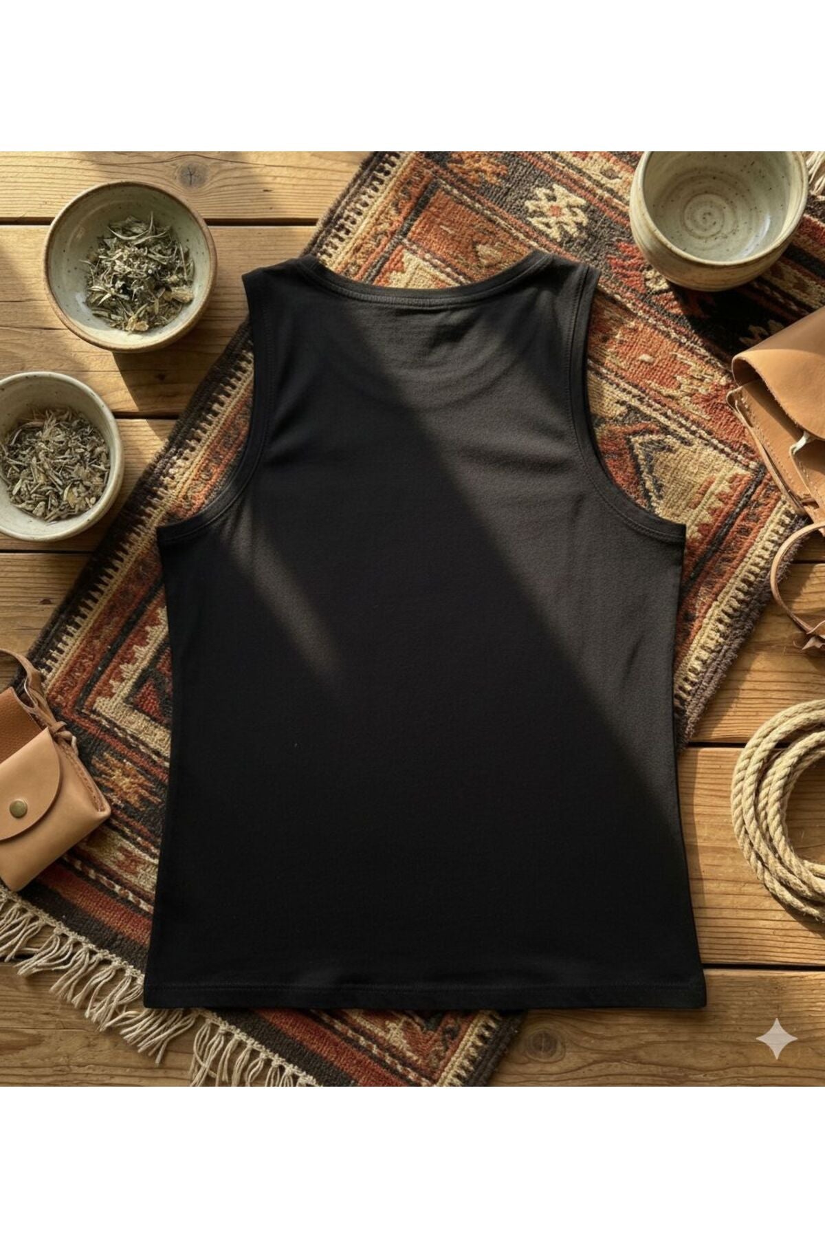 Etnik Desen Baskılı Kadın Omuzu Açık Kolsuz Askılı Tshirt