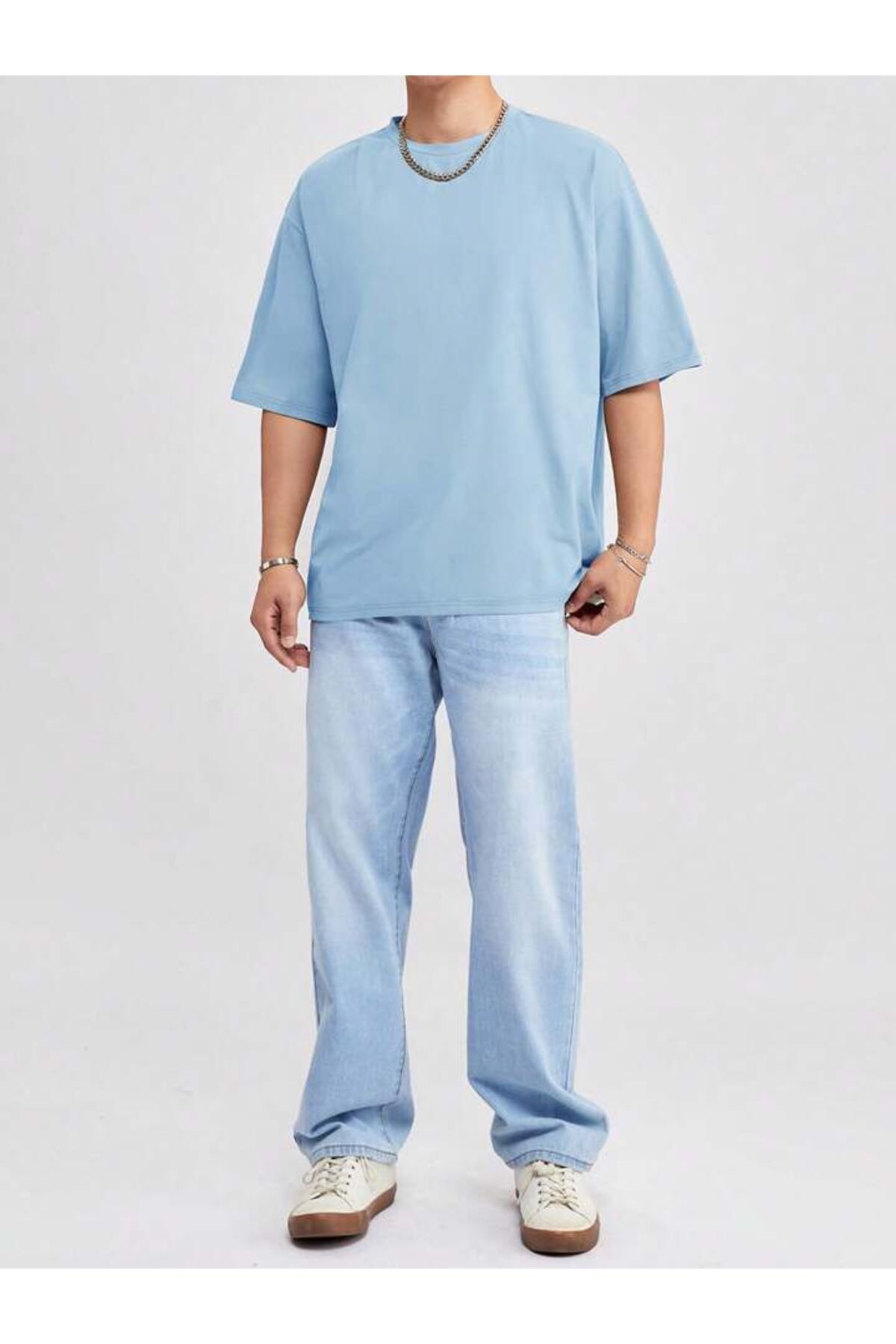 Erkek Giyim Rahat Kesim  Pamuklu Kısa Kol (Oversize) Tshirt