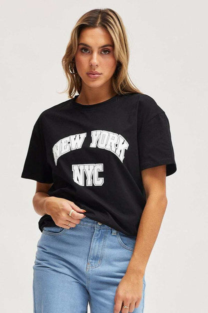NYC Baskılı Unisex Kısa Kol Oversize Tshirt