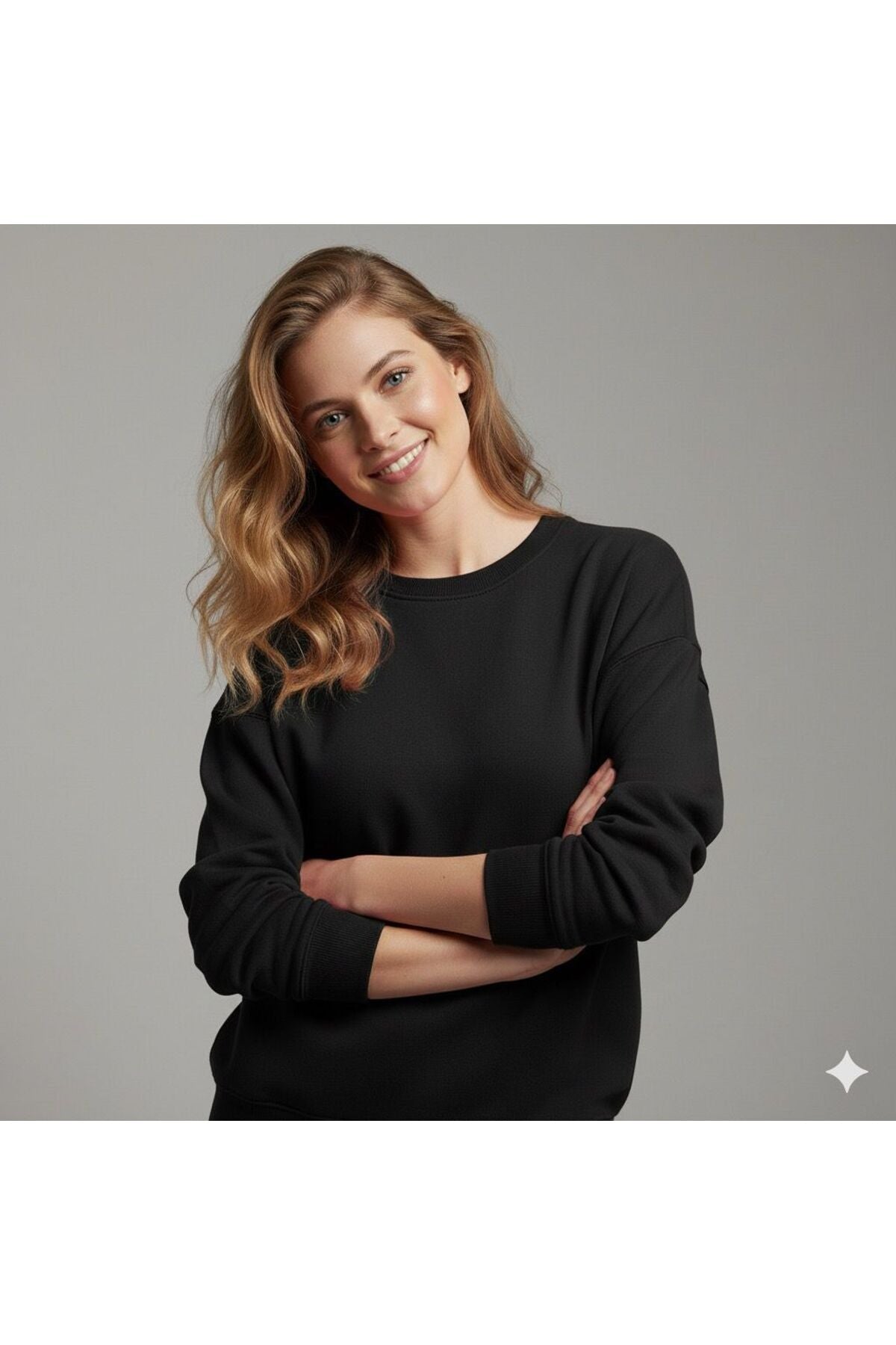 Basic Bisiklet Yaka Kadın Sweatshirt
