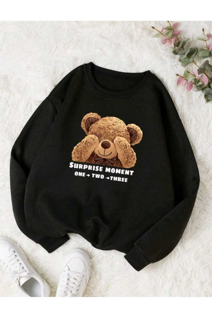 MOMENT Baskılı Bisiklet Yaka Sweatshirt Serisi