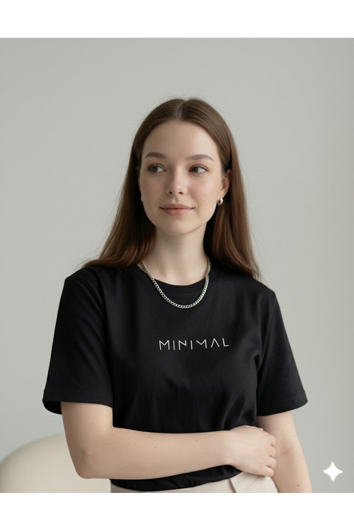 Minimal Kadın Pamuk Polyester Tshirt