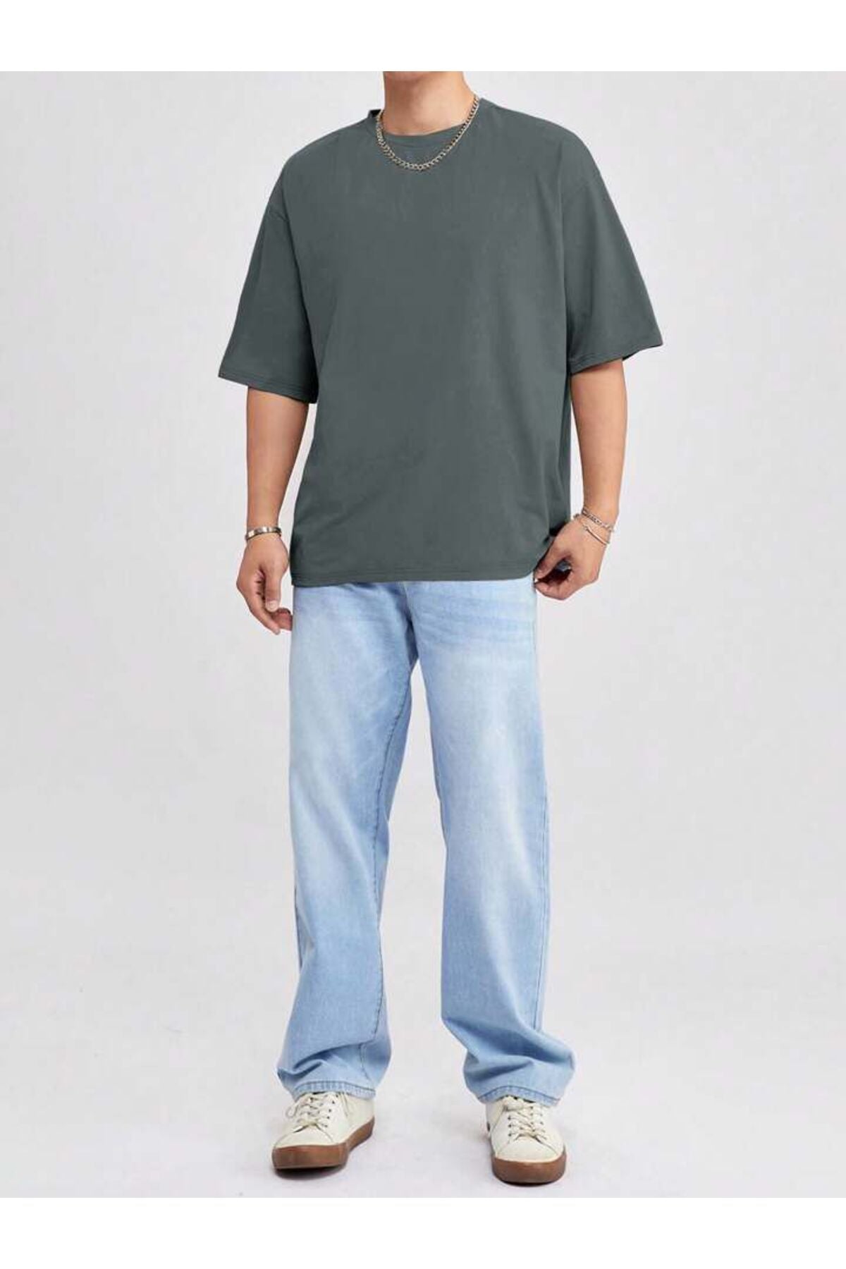 Erkek Giyim Rahat Kesim  Pamuklu Kısa Kol (Oversize) Tshirt