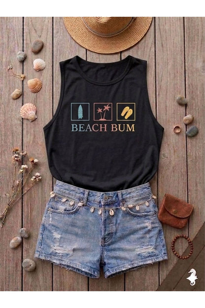 BEACH BUM Baskılı Kadın (Omuzu Açık) Slim Fit Askılı Tshirt