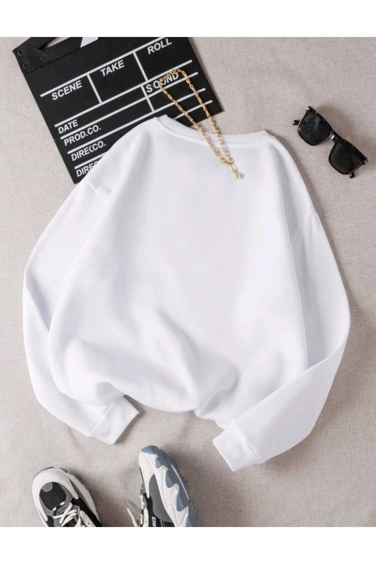 MOMENT Baskılı Bisiklet Yaka Sweatshirt Serisi