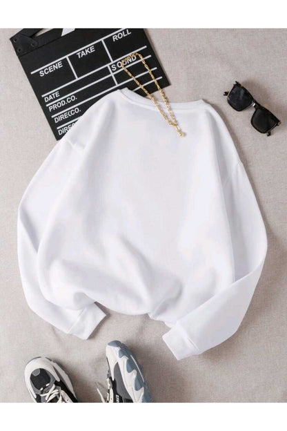 MOMENT Baskılı Bisiklet Yaka Sweatshirt Serisi