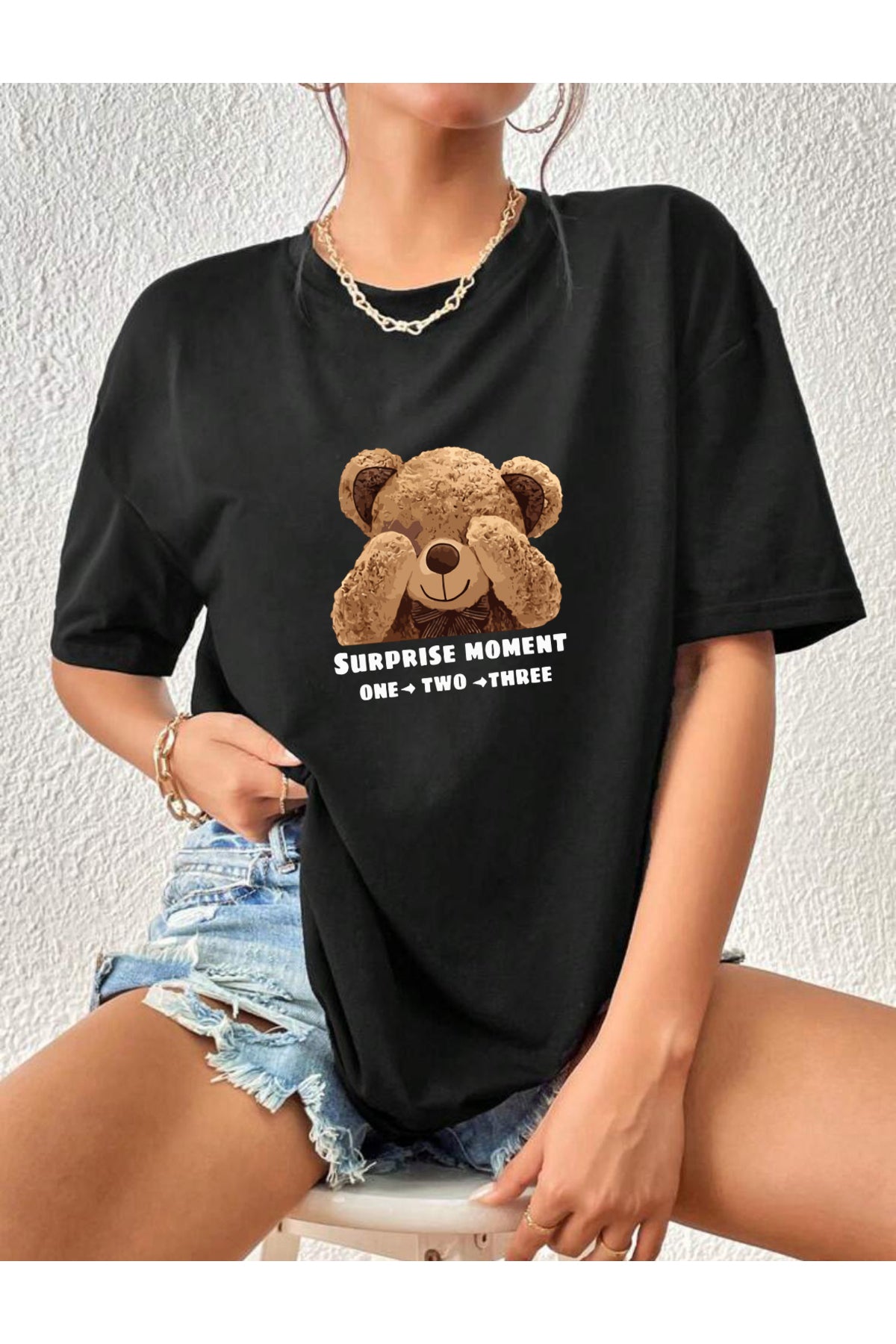 Ayıcık Baskılı T-shirt (Surprise Moment)