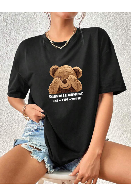 Ayıcık Baskılı T-shirt (Surprise Moment)
