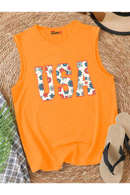 USA Omuzu Açık Kadın Pamuklu Kolsuz Yazlık T-shirt Atlet