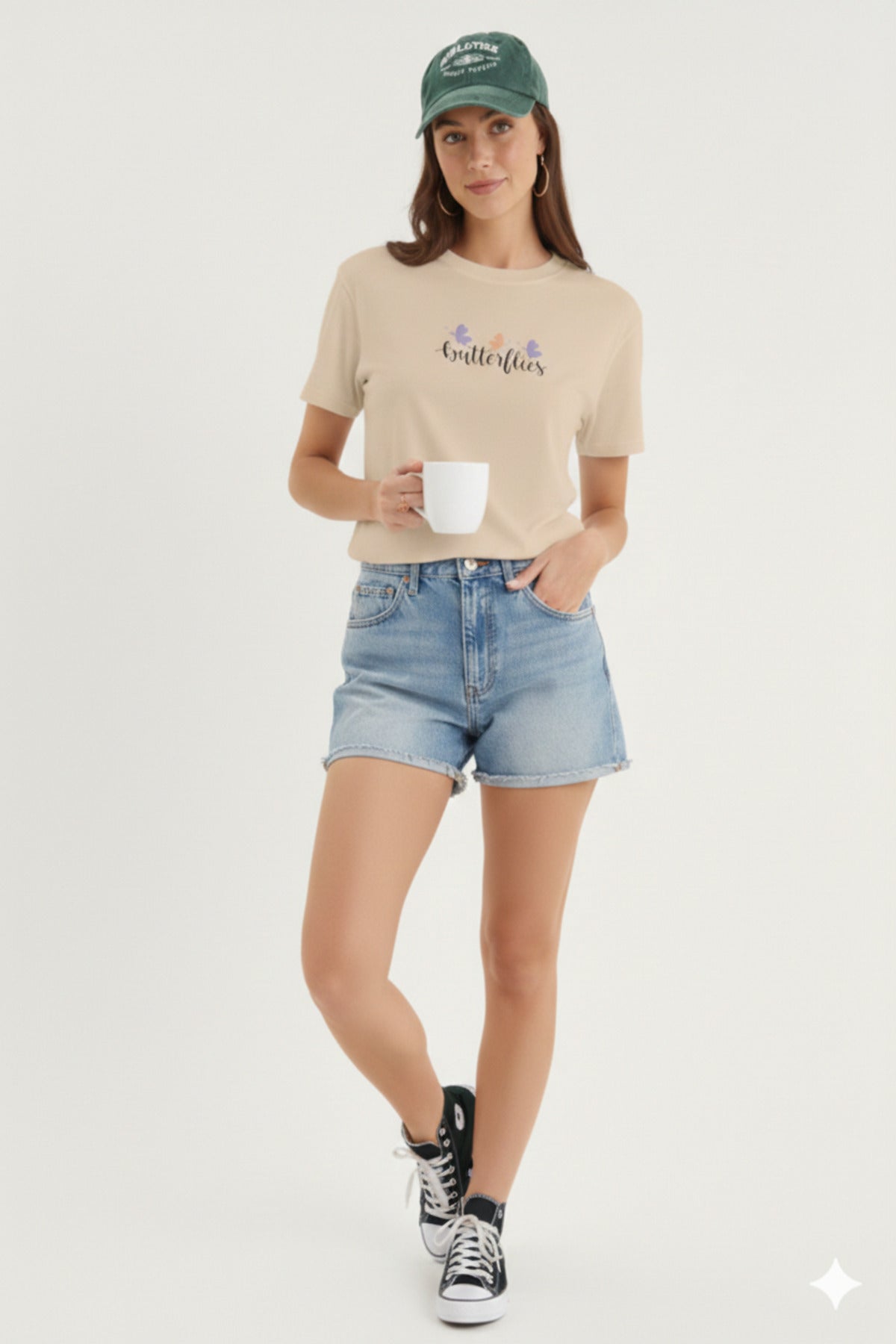 Butterflies Yeni Basklı Kadın T-Shirt