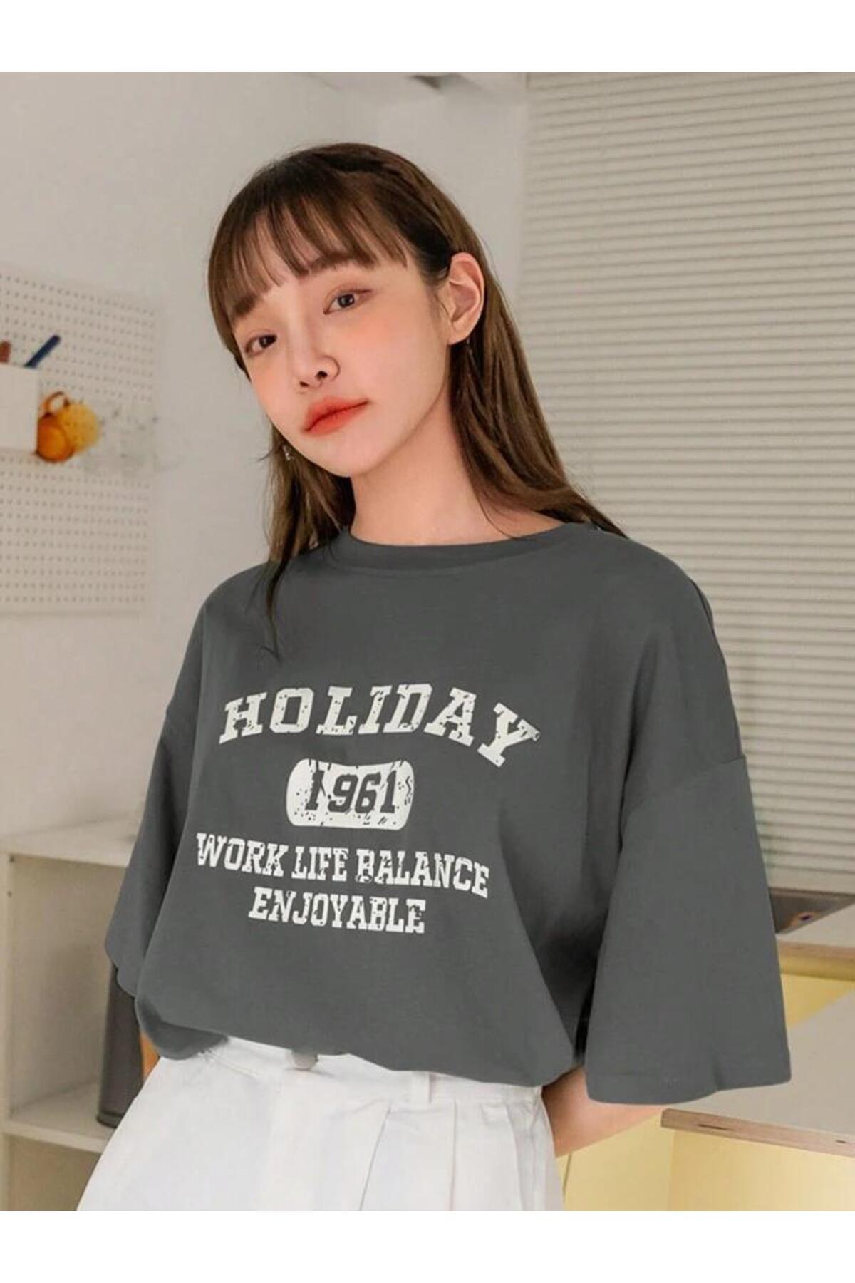 HOLIDAY 1961 Baskılı Pamuklu Kısa Kol (Oversize) Tshirt