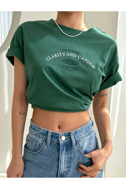 CLARITY Baskılı Oversize Pamuklu Tshirt