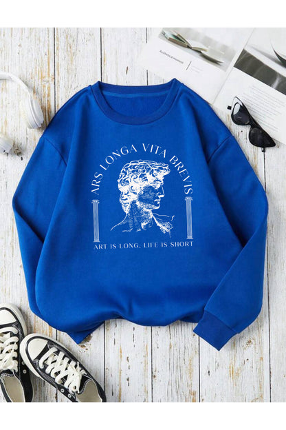 LONGA VİTA Baskılı Bisiklet Yaka Sweatshirt Serisi