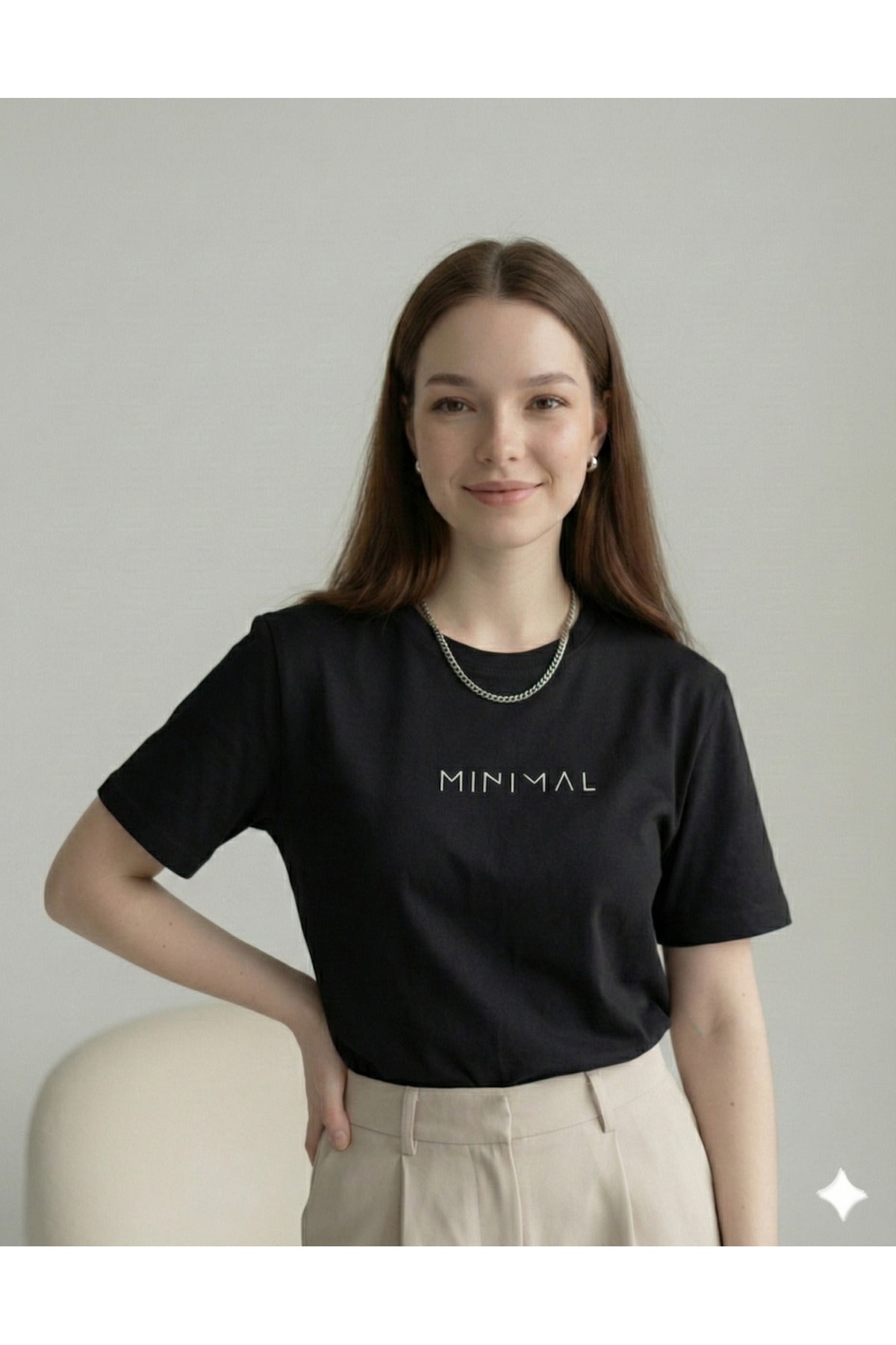 Minimal Kadın Pamuk Polyester Tshirt