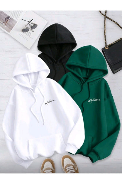 The Sprit Of Competition Baskılı 3 Adet Kapşonlu Yeni Sezon Unisex