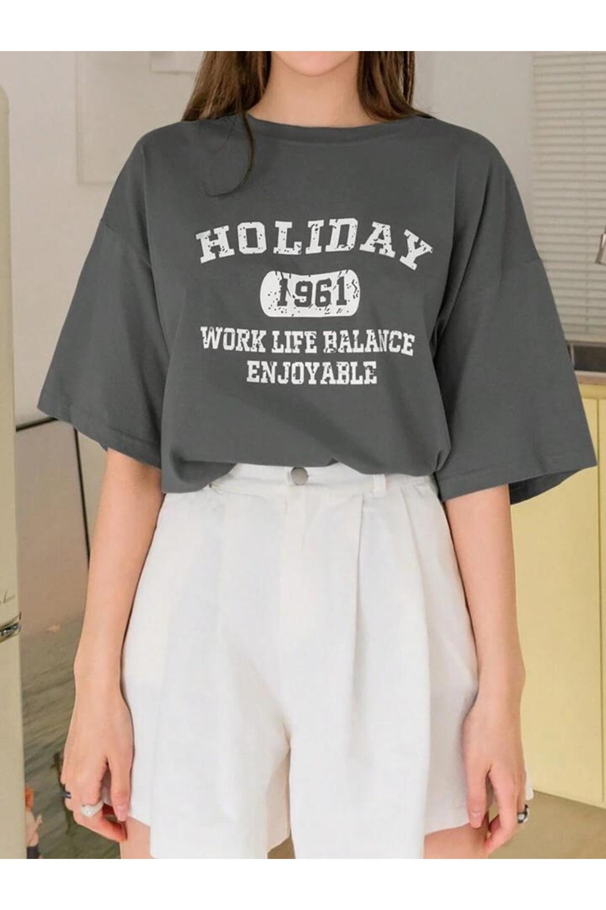 HOLIDAY 1961 Baskılı Pamuklu Kısa Kol (Oversize) Tshirt