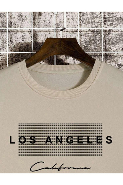 Los Angeles California Baskılı Bisiklet Yaka Pamuklu Sweatshirt