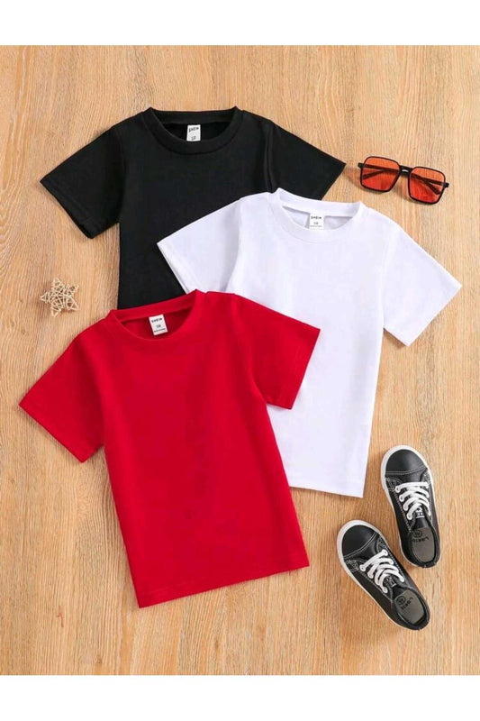 Çoklu Paketler Çocuk Bisiklet Yaka Pamuklu Yazlık T-shirt