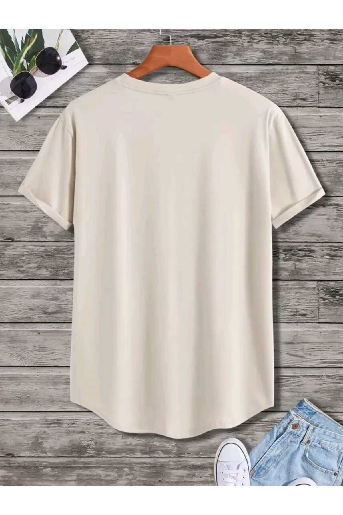 Düz Baskısız Oval Etek Pamuklu Yazlık Unisex Tshirt