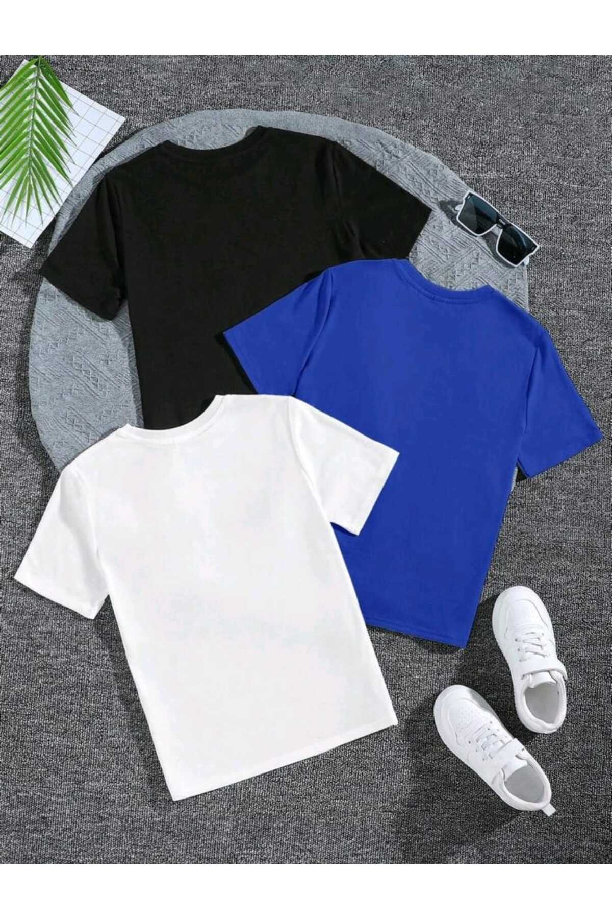 Çocuk Basic Düz Baskısız 3 Adet PAKET Tshirt