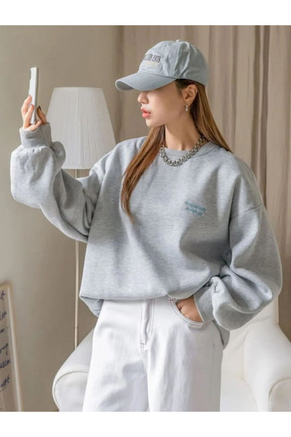 Baskılı Bisiklet Yaka Sweatshirt
