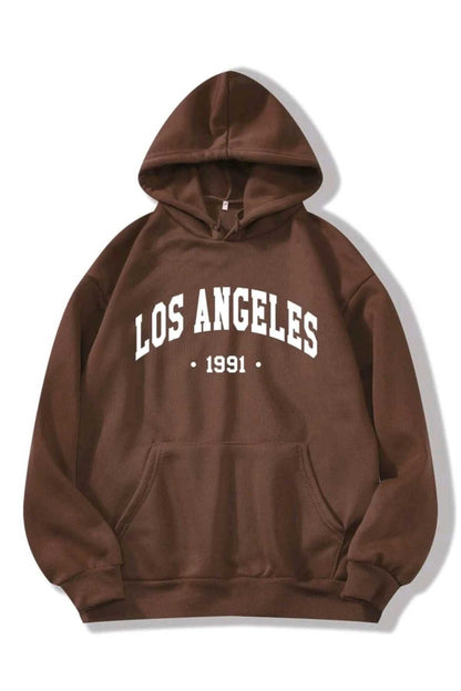 Los Angeles 1991 Baskılı Oversize Spor Sweatshirt Hoodie