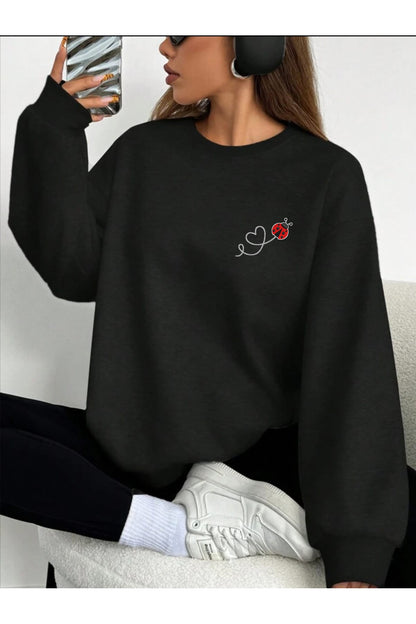 Uğur Böceği Baskılı PAMUKLU SWEATSHİRT