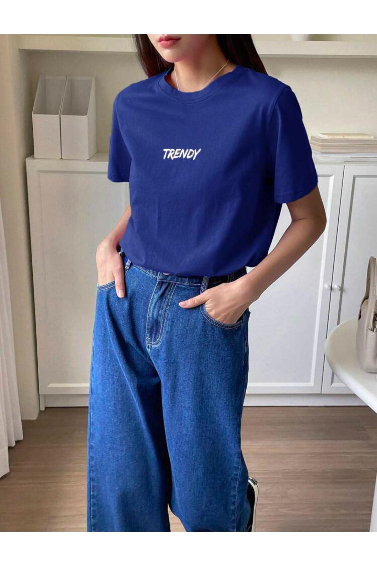 TRENDY Baskılı Oversize Geniş Kalıp Pamuklu T-shirt Unisex