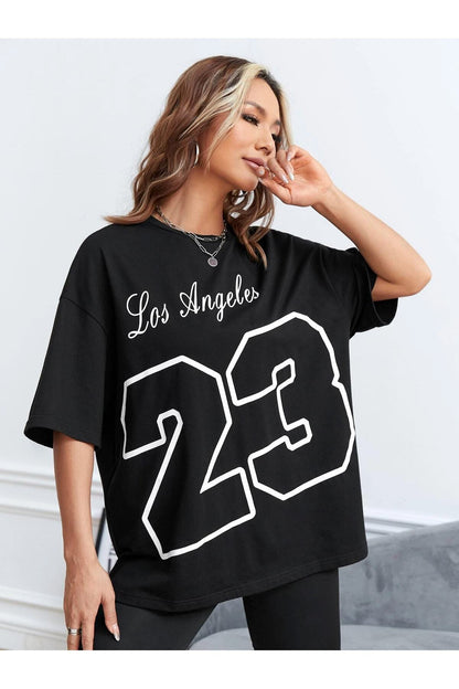 Los Angeles 23 Baskılı Unisex ( Geniş Kalıp ) Oversize T-SHİRT