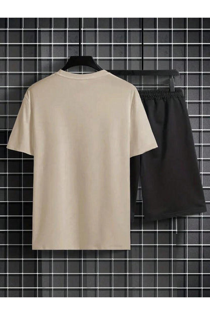 Erkek Siyah CALİFORNİA Baskılı Oversize T-shirt Şort TAKIMI