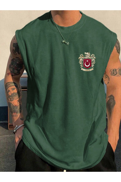 TÜRKİYE Arma Kurt  Erkek Kolsuz Sıfır Kol Trend T-Shirt