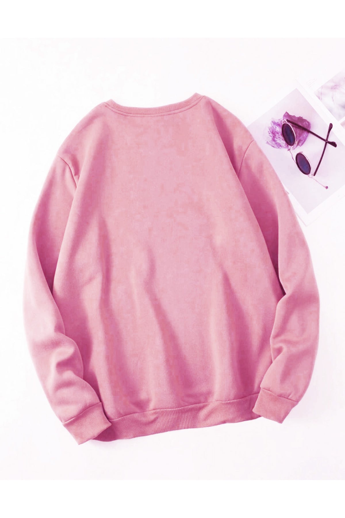 Sevimli Ayı Baskılı Bisiklet Yaka Oversize Pamuklu Sweatshirt ( GENİŞ KALIP )