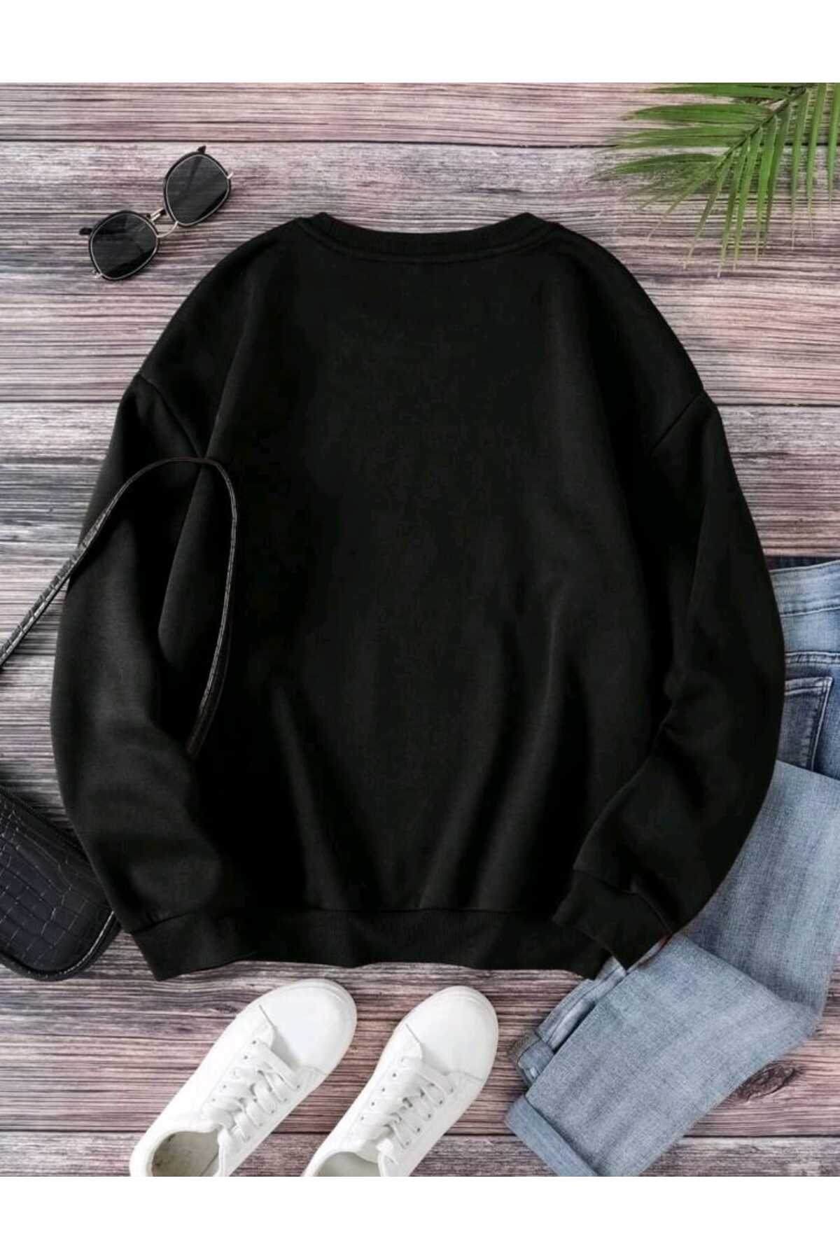 Miami Baskılı Bisiklet Yaka Sweatshirt