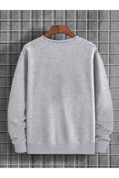 Düz Bisiklet Yaka Sweatshirt Baskısız Geniş Kalıp