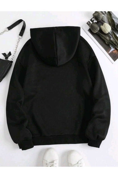Hearts Baskılı Kapüşonlu Sweatshirt