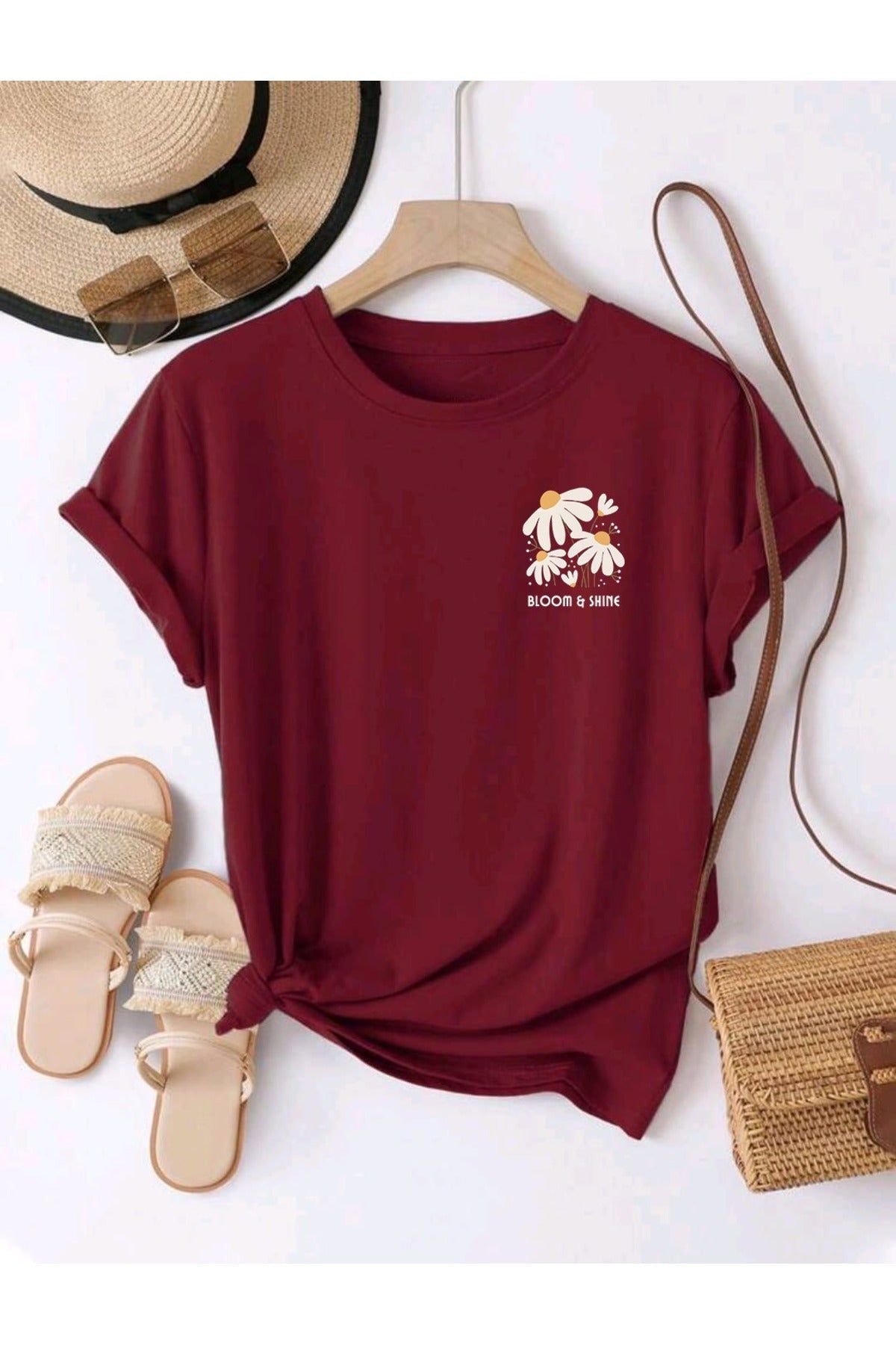 BLOOM SHINE Baskılı UNISEX YAZLIK Pamuklu Kısa Kol Tshirt