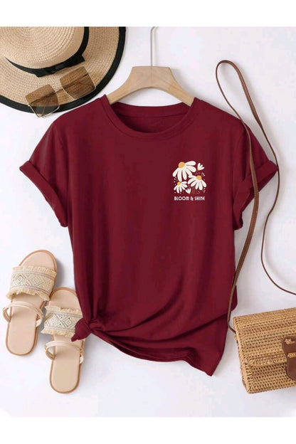 BLOOM SHINE Baskılı UNISEX YAZLIK Pamuklu Kısa Kol Tshirt