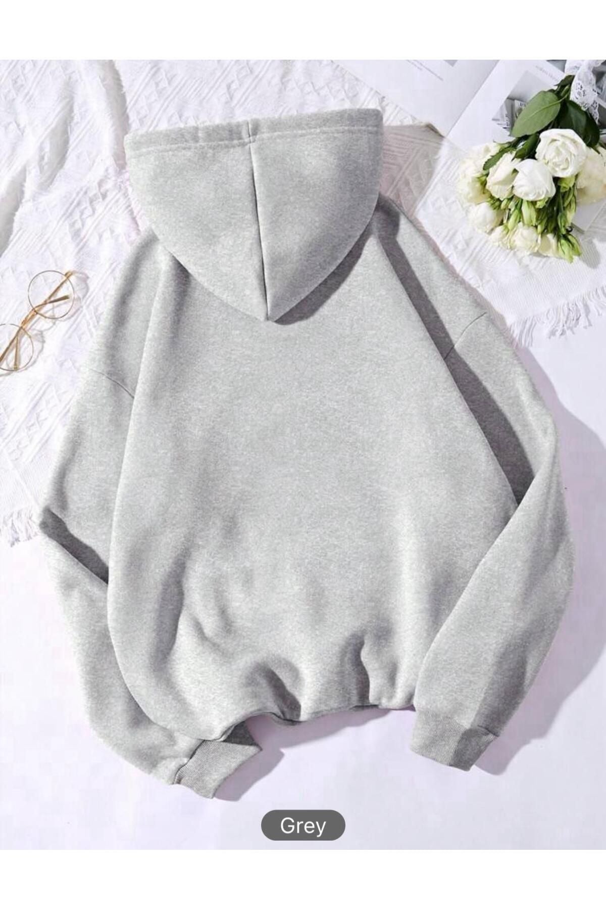 Kapüşonlu Sweatshirt Düz Baskısız ( Soft ) Geniş Kalıp