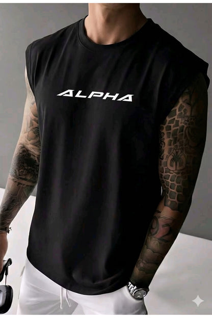 ALPHA Baskılı Erkek Sıfır Kol Sporcu Atlet