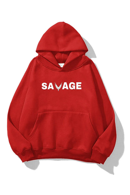SAVAGE Baskılı Oversize Kapşonlu Sweatshirt