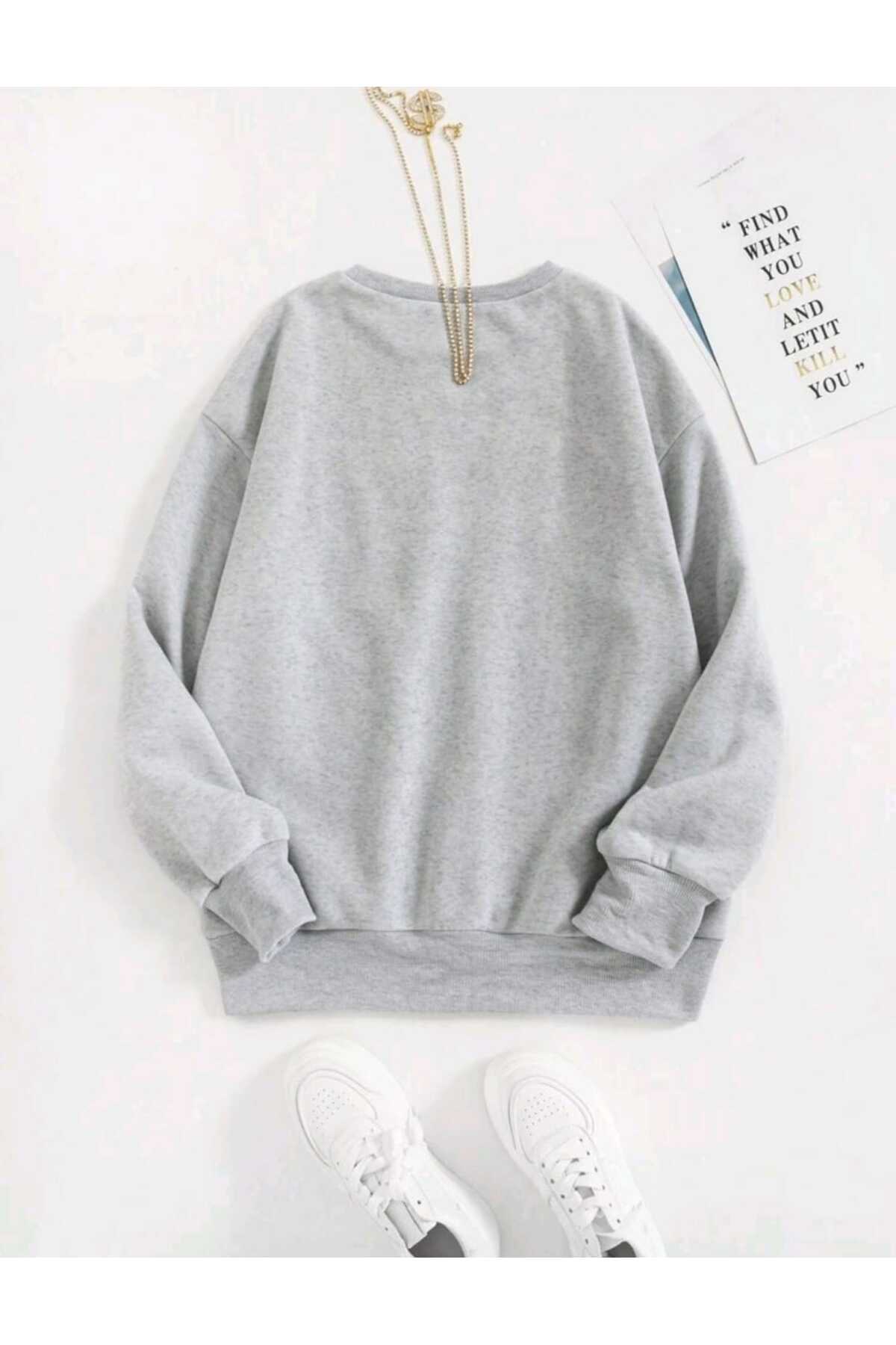 Bisiklet Yaka Sweatshirt Oversize